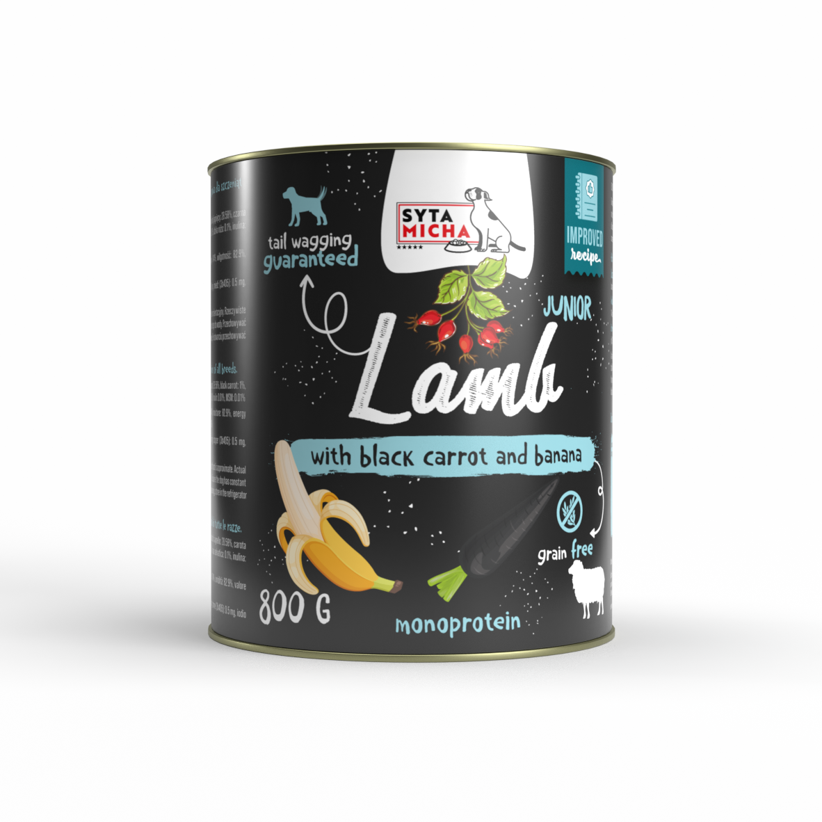 Karma umida per cuccioli agnello con carota nera e banana 800g