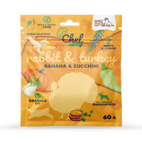 PRÓBKA Crocchette per cuccioli Coniglio e tacchino, banana e zucchina 60g