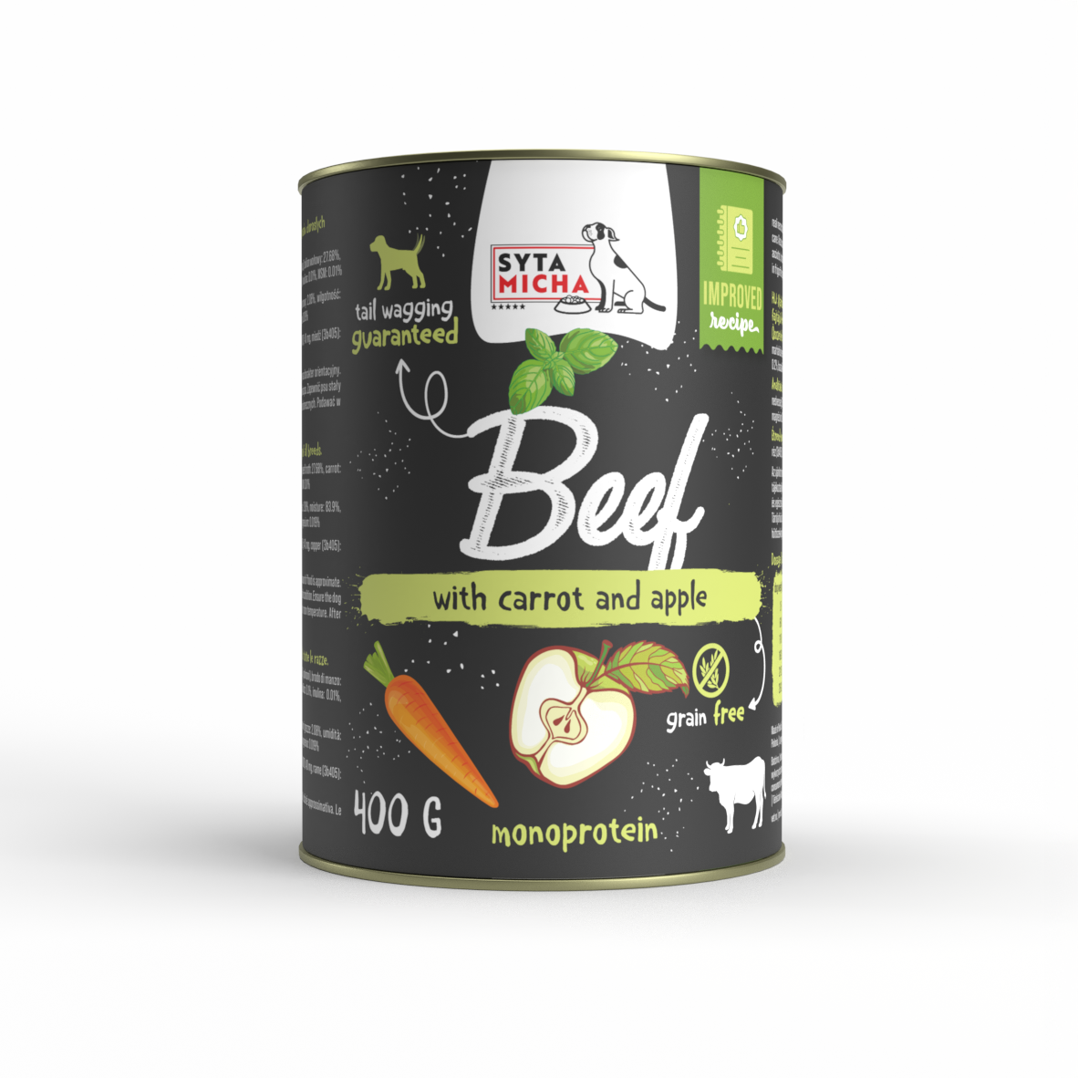Karma mokra per cani manzo con carote, mele e basilico 400g