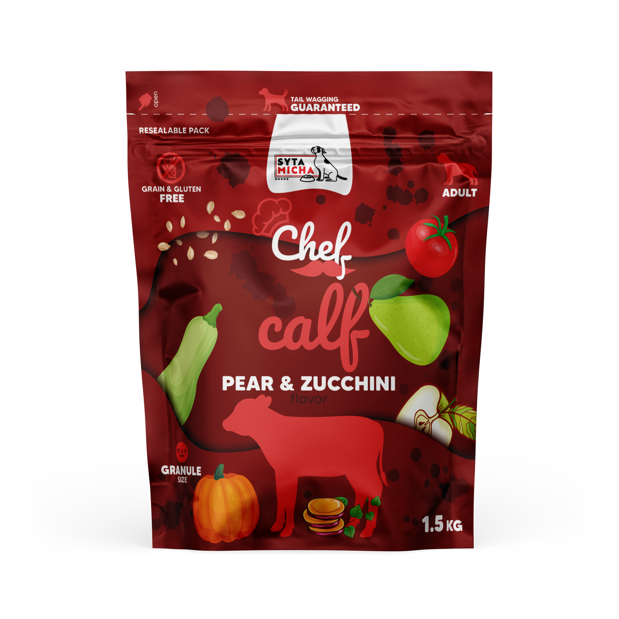 Sucha karma dla psa Cielęcina, gruszka i cukinia  1.5kg