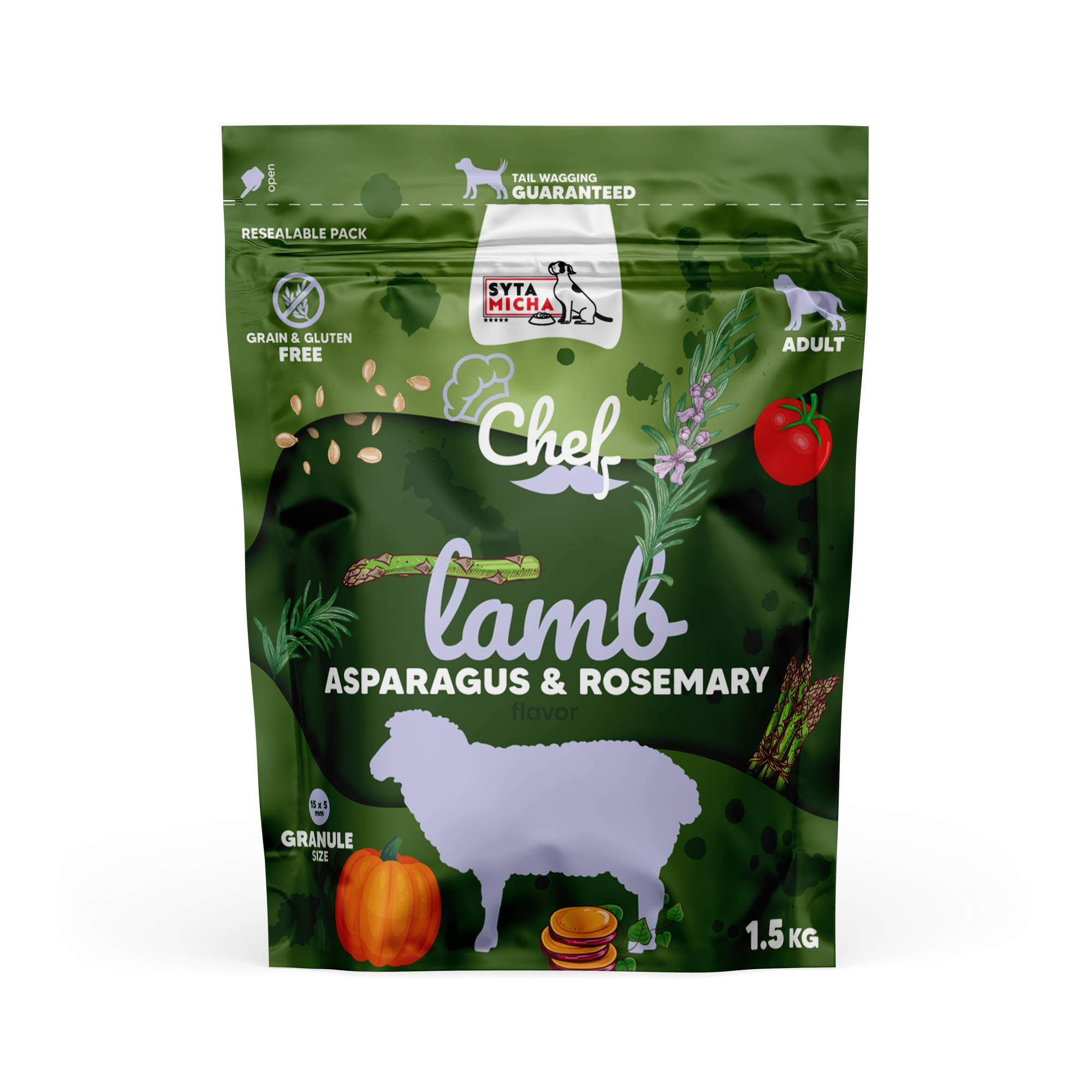 Cibo secco per cani Agnello, asparagi e rosmarino 1.5kg