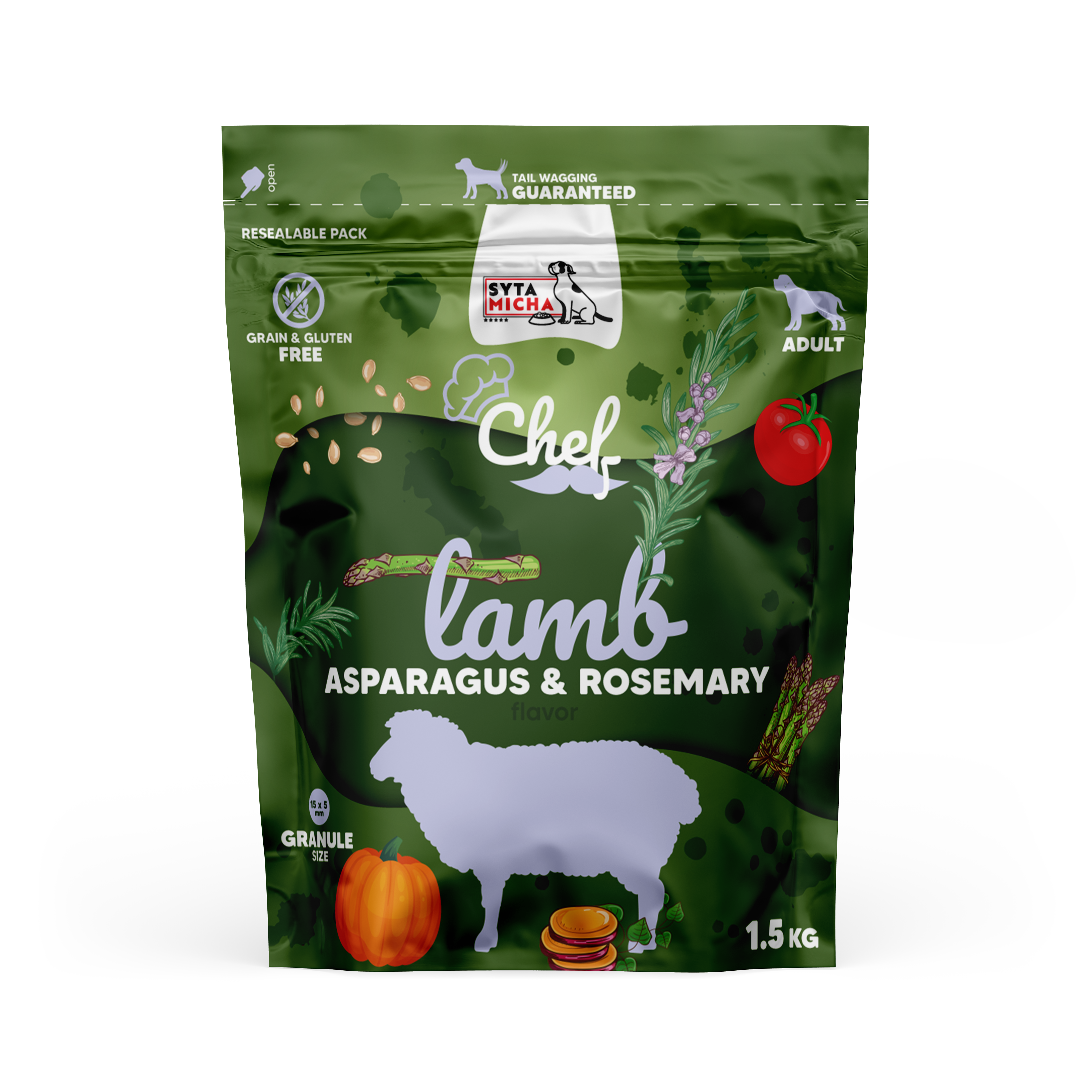 Cibo secco per cani Agnello, asparagi e rosmarino 1.5kg