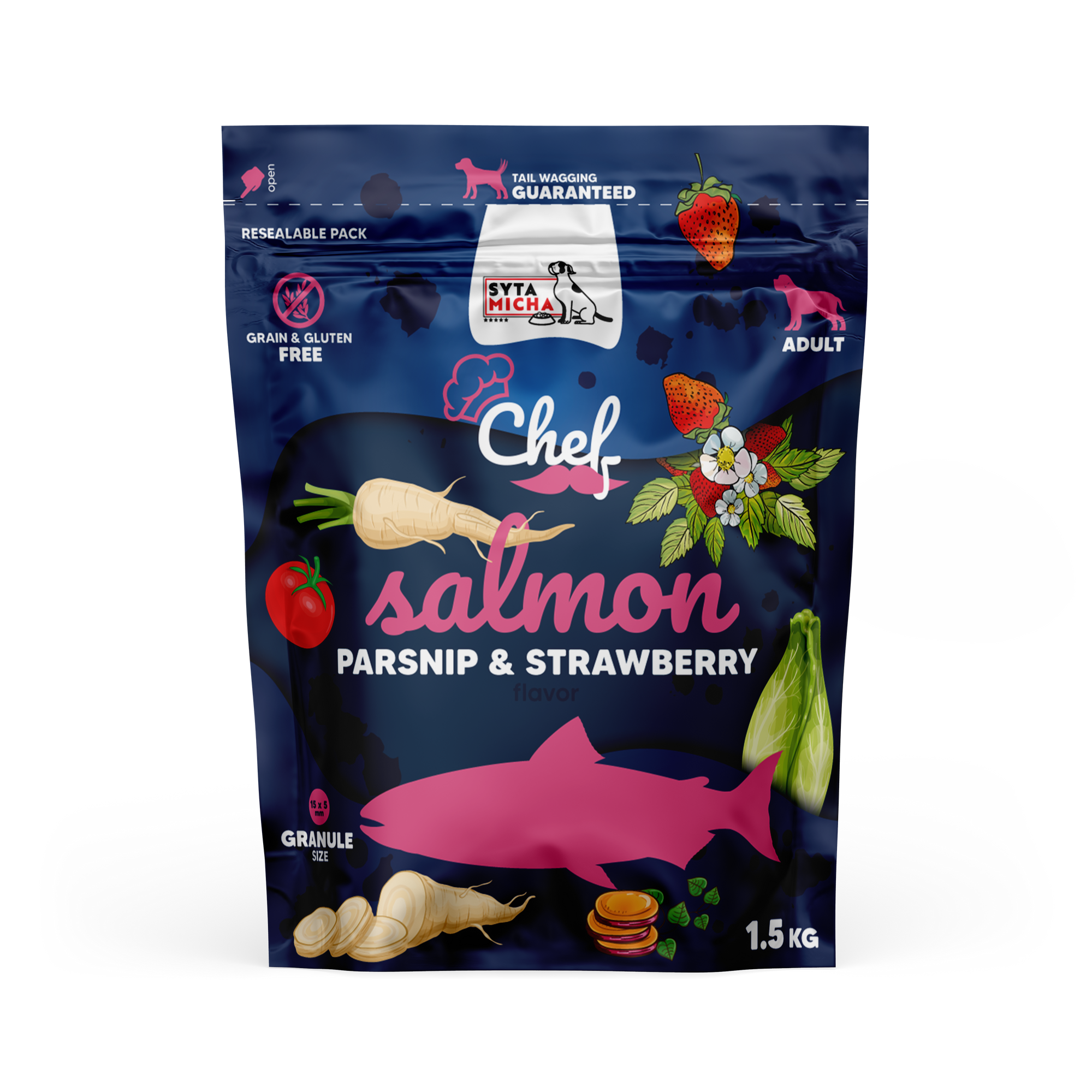 Cibo secco per cani Salmone, pastinaca e fragola 1.5kg