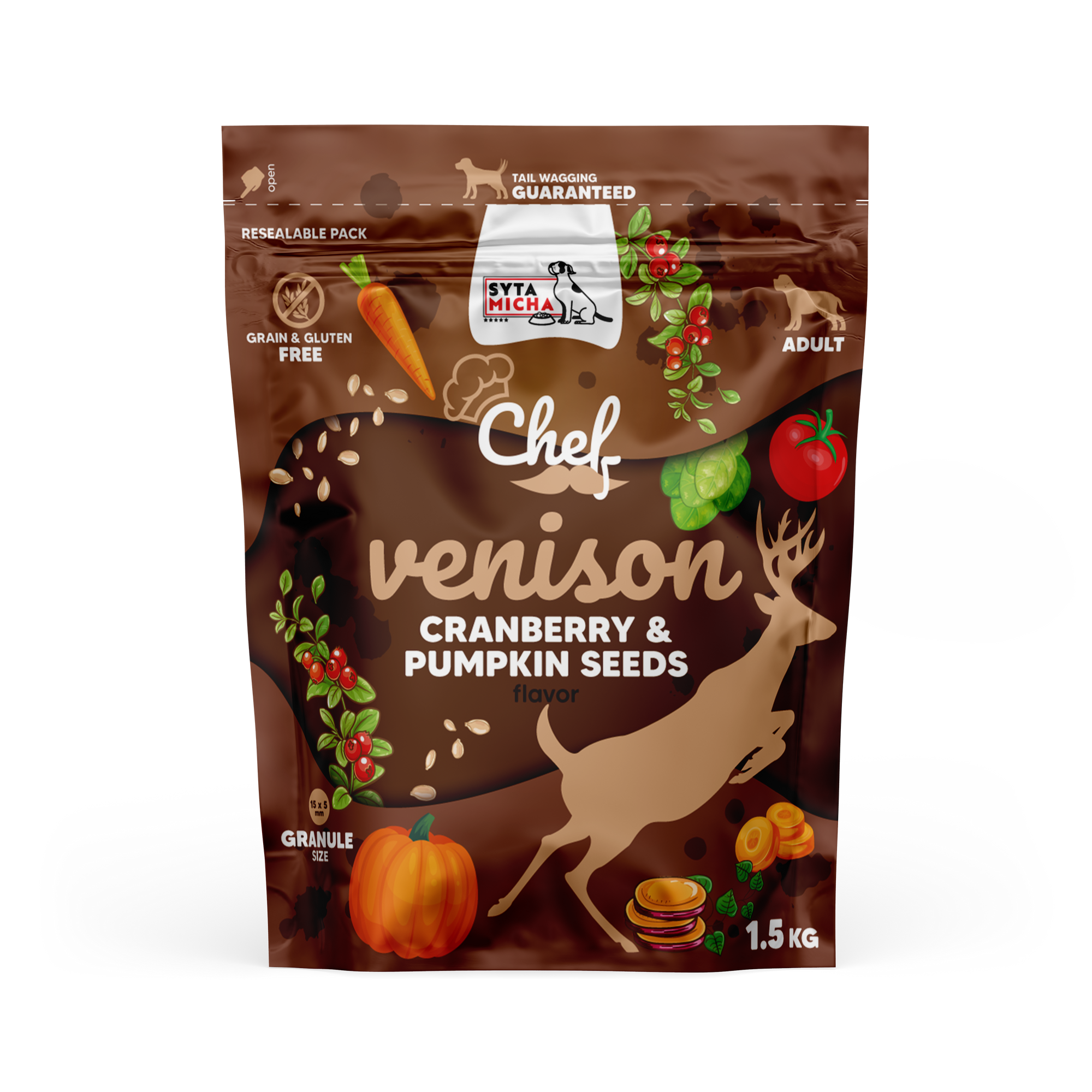 Cibo secco per cani Selvaggina, mirtilli rossi e semi di zucca 1.5kg