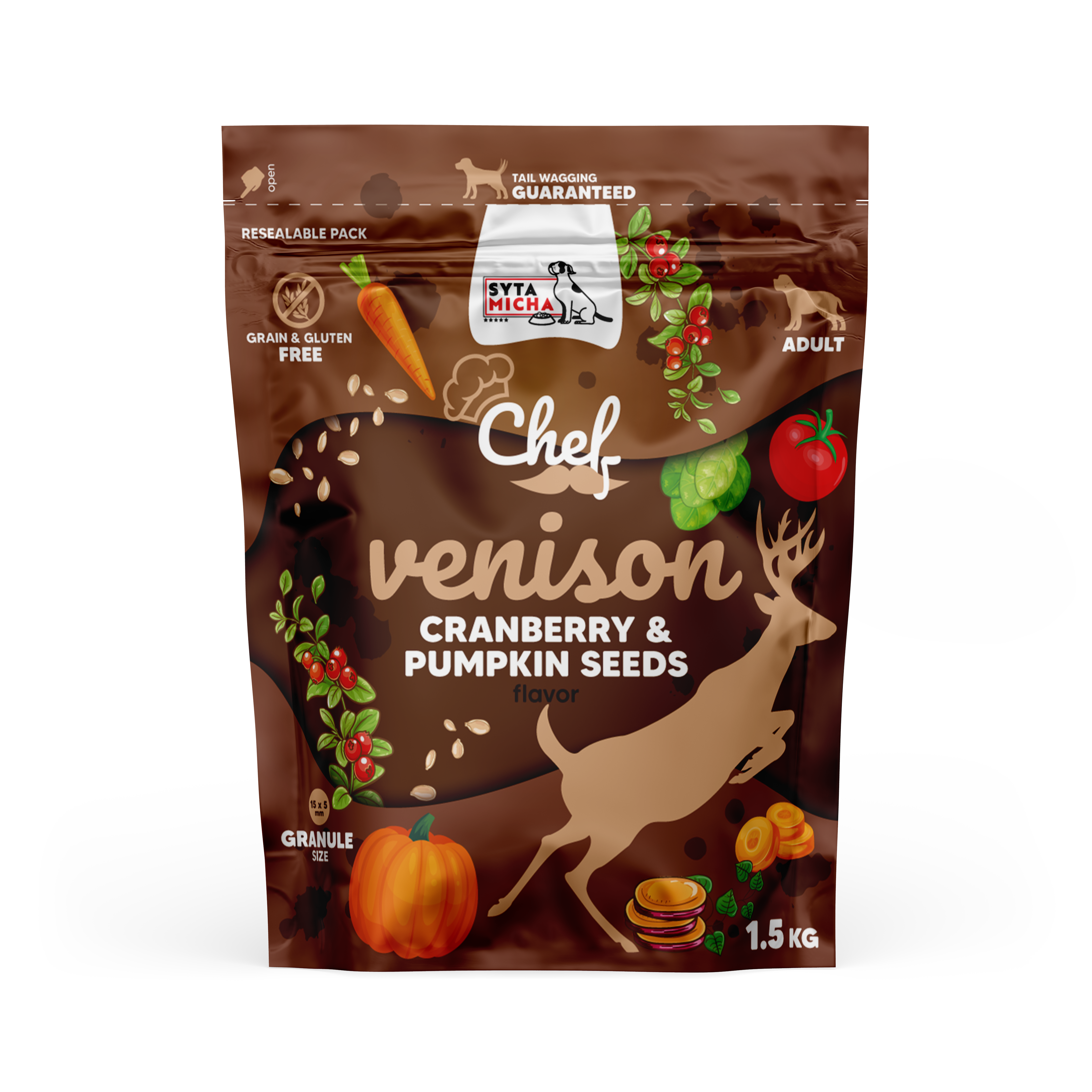 Cibo secco per cani Selvaggina, mirtilli rossi e semi di zucca 1.5kg