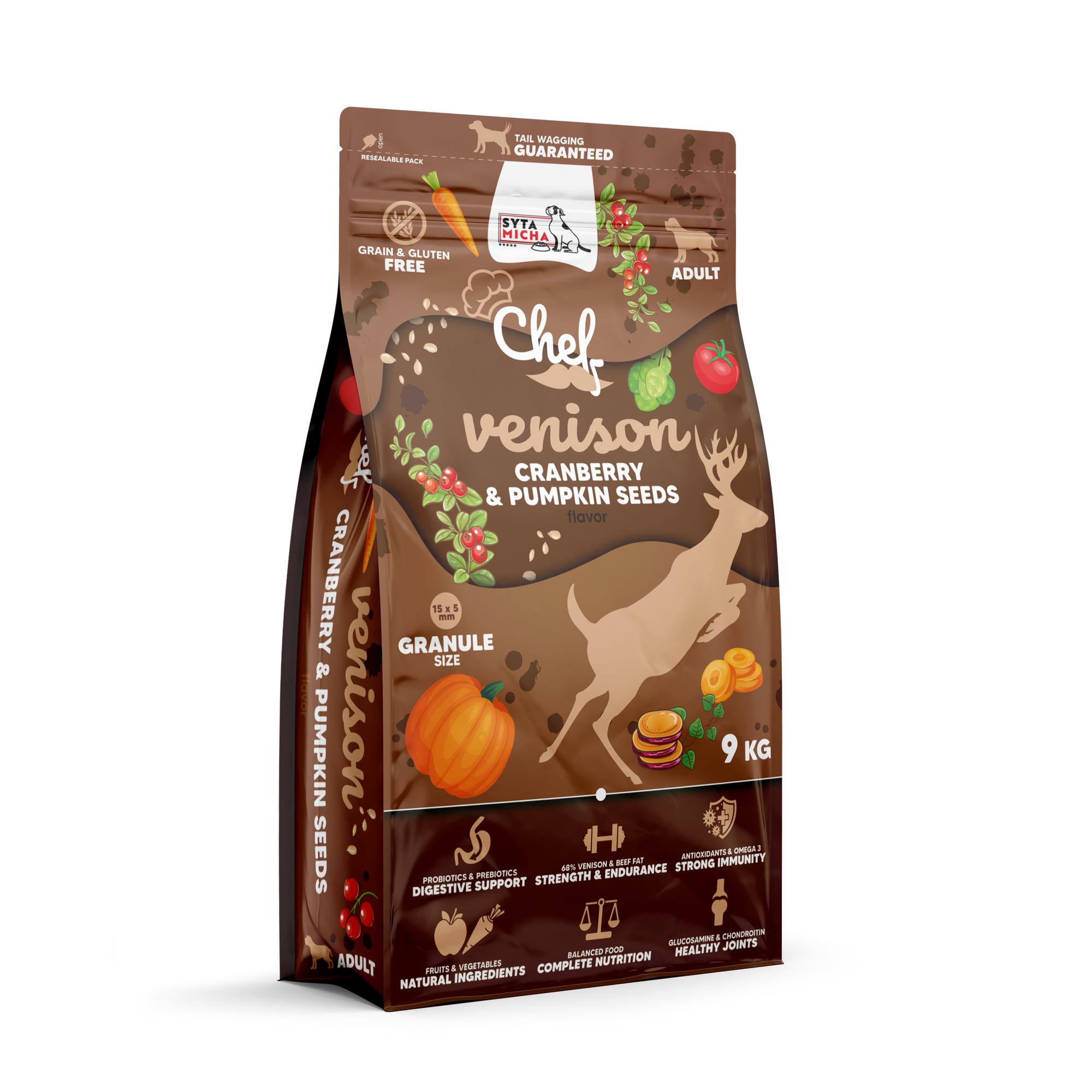 Cibo secco per cani Selvaggina, mirtilli rossi e semi di zucca 9kg