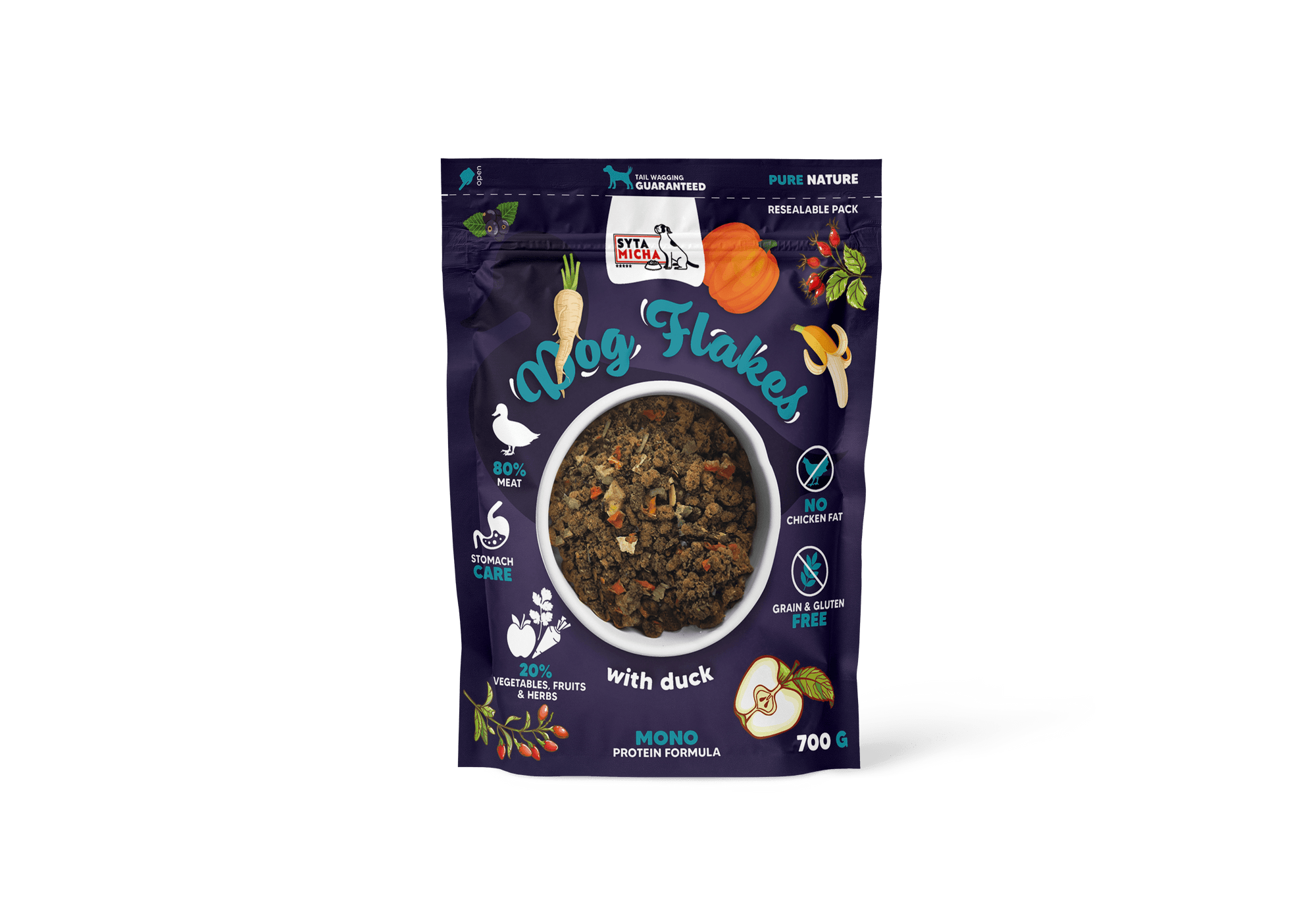 Syta Micha Dog flakes suszona karma dla psa Kaczka 700g