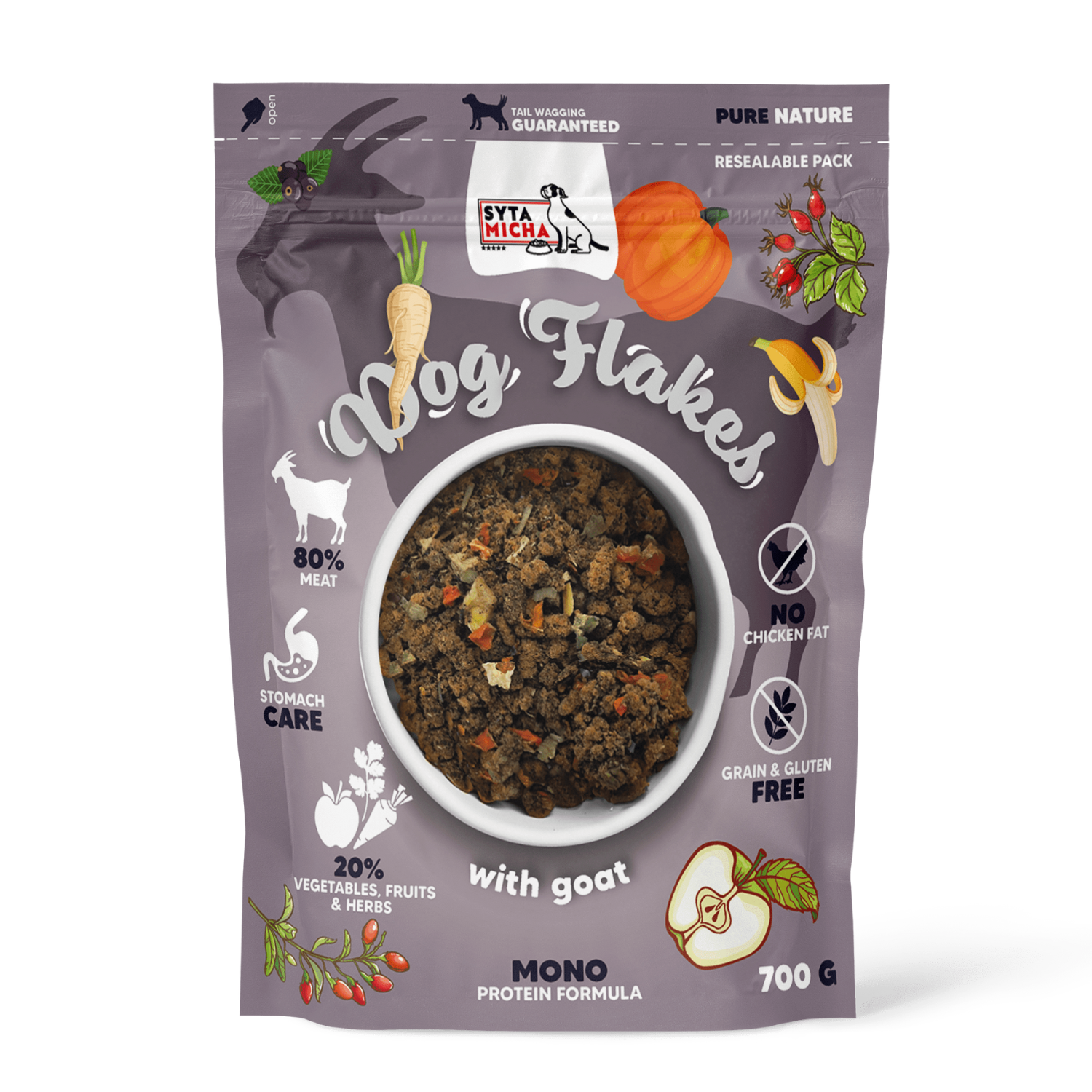 Syta Micha Dog flakes suszona karma dla psa Koza 700g