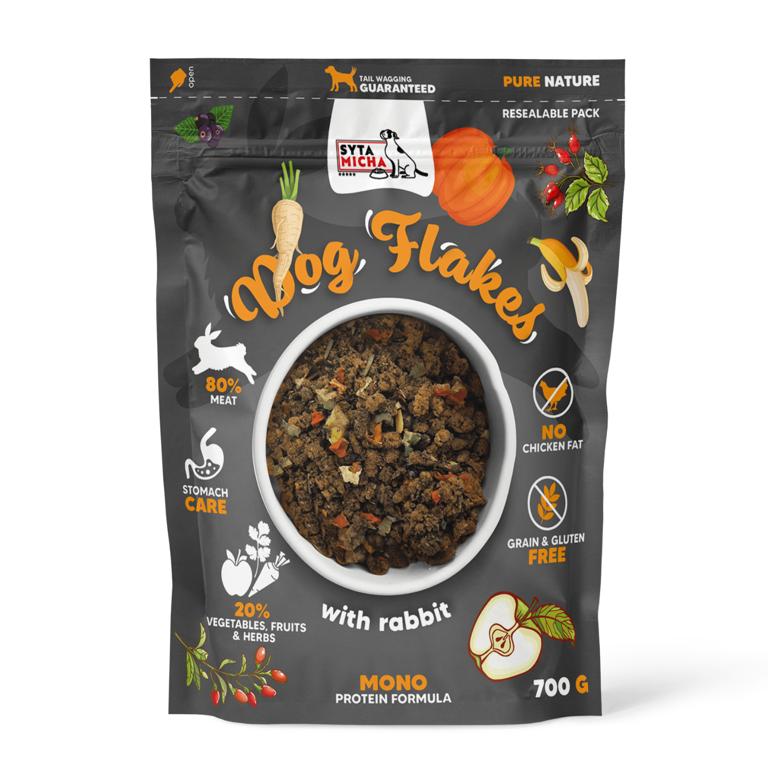 Syta Micha Dog flakes suszona karma dla psa Królik 700g