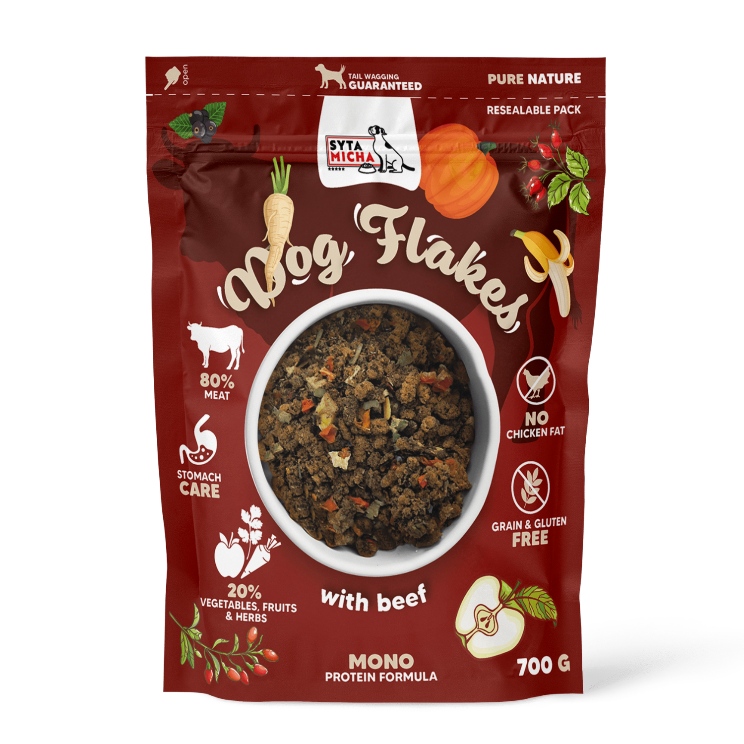 Syta Micha Dog flakes suszona karma dla psa Wołowina 700g