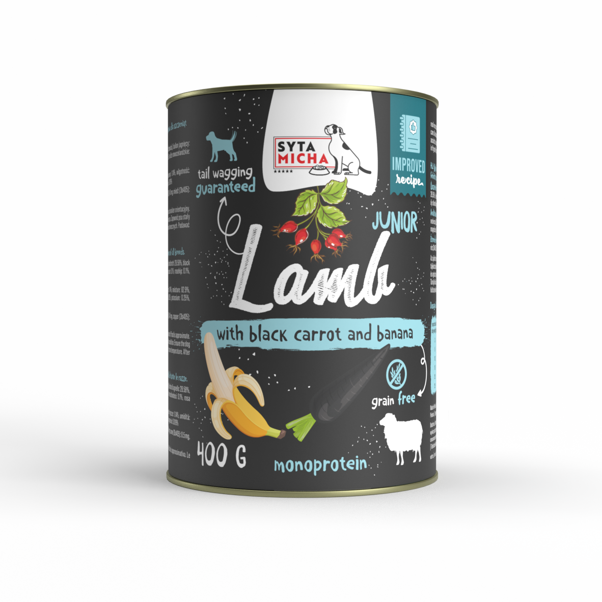 Karma mokra per cuccioli agnello con carota nera e banana 400g