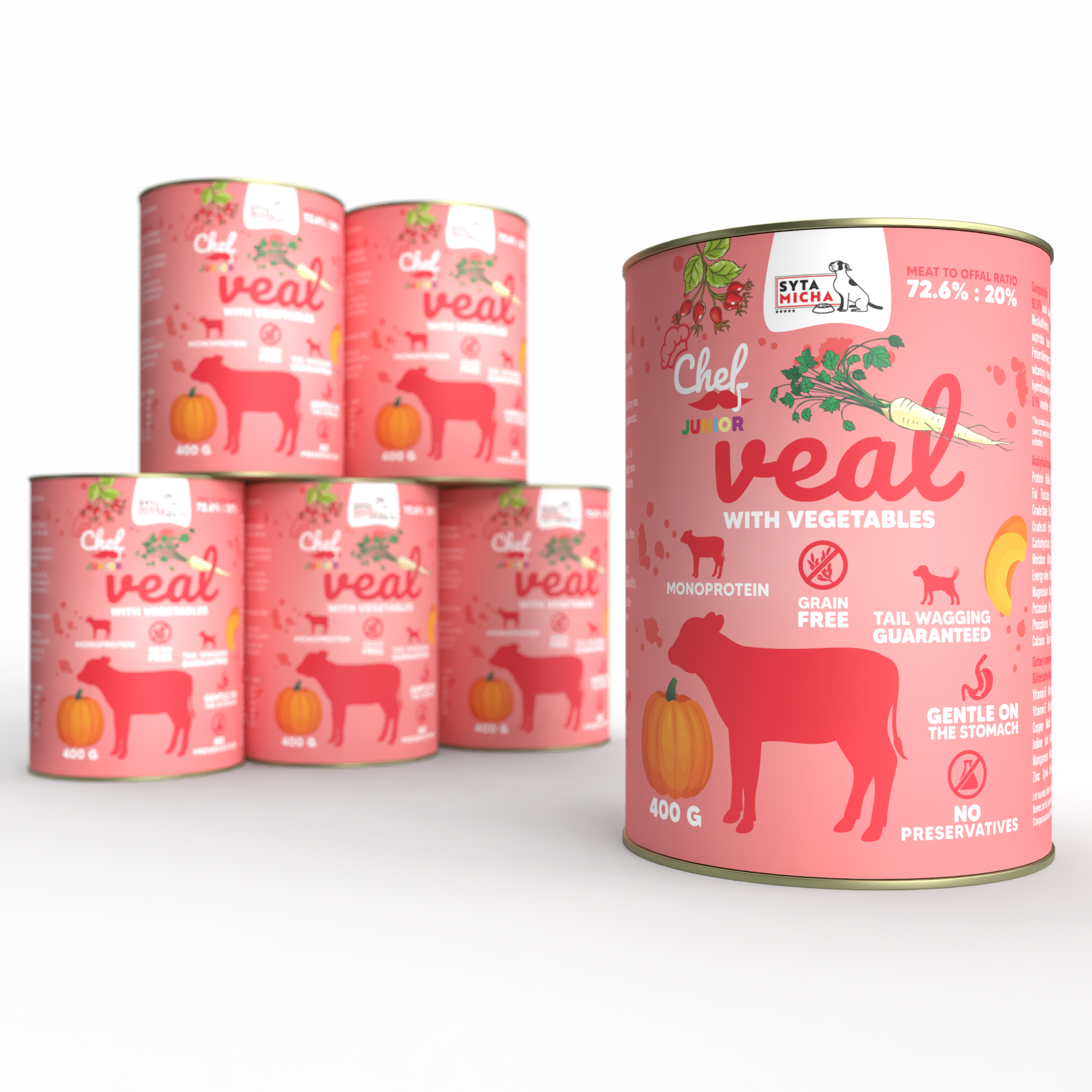 Karma mokra per cani Cielatina con verdure JUNIOR 400g x6