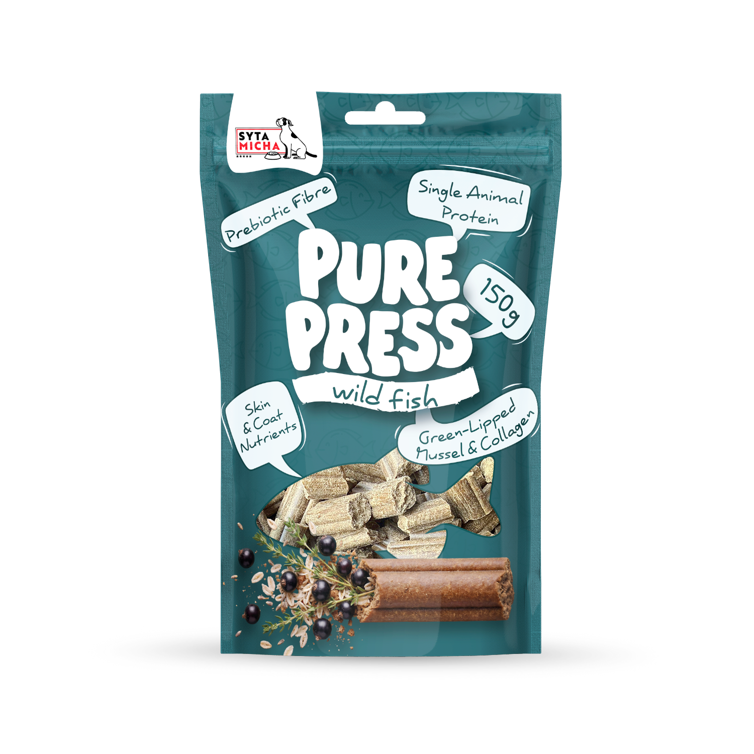 Smaczki tłoczone na zimno dla psa Pure Press Wild fish 150 g