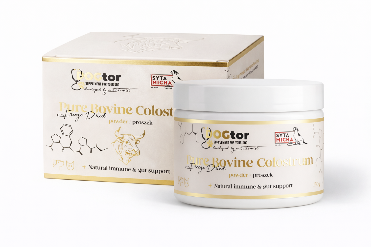 Ciotola piena DOGTOR Colostro 150g - Colostro bovino 20% IgG