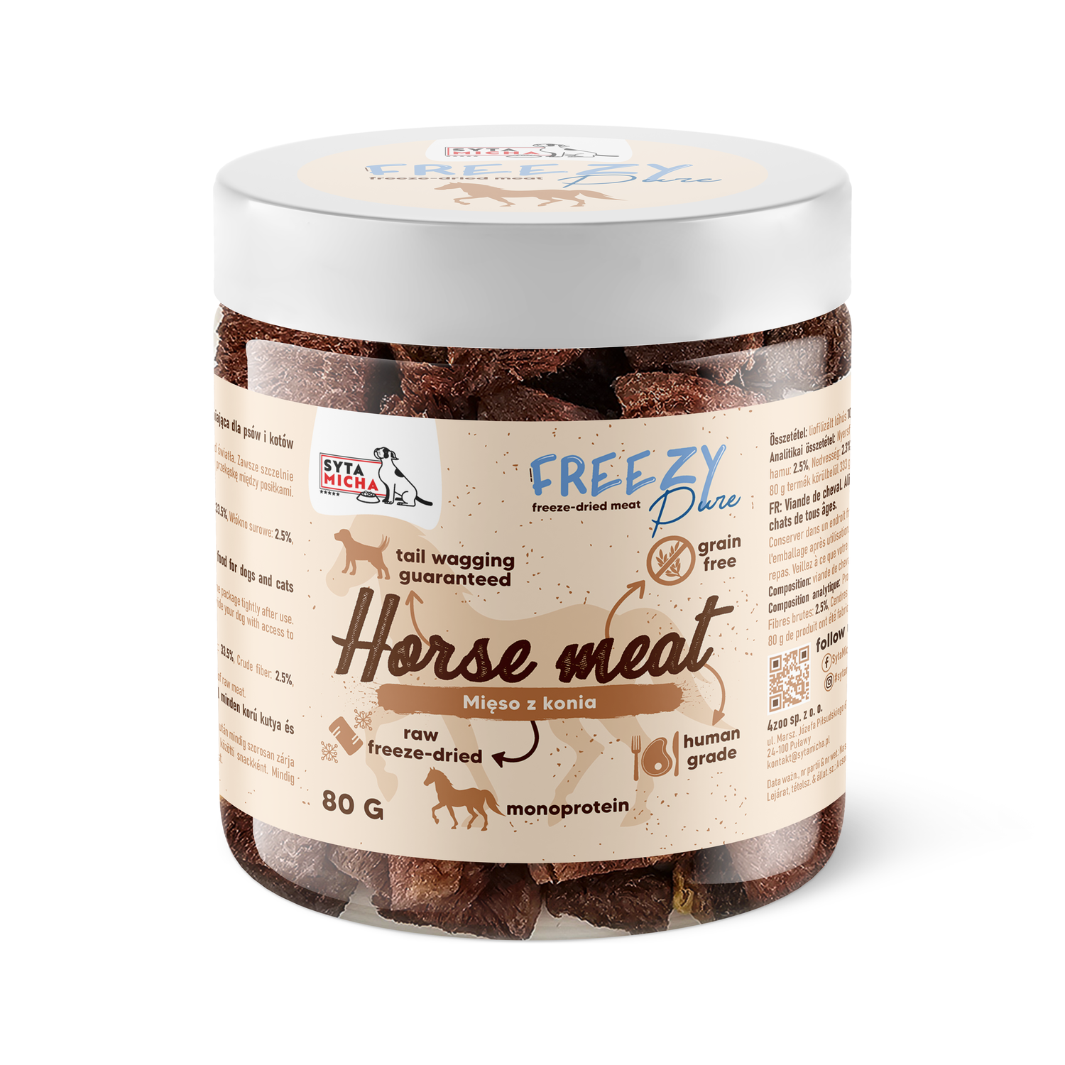 100% liofilizowane mięso z konia dla psa 80g FREEZY Pure