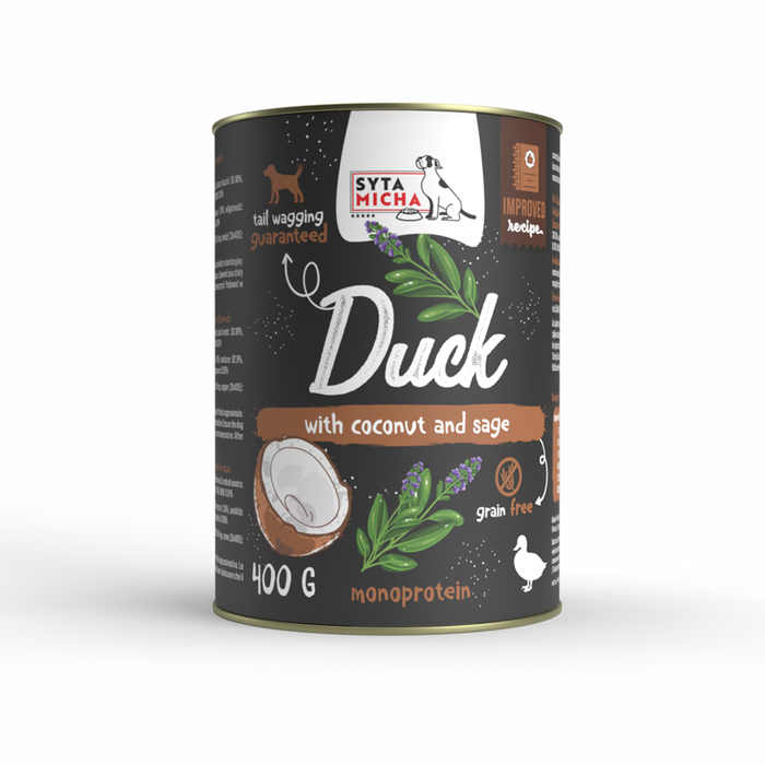 Karma mokra per cani anatra con cocco e salvia 400g
