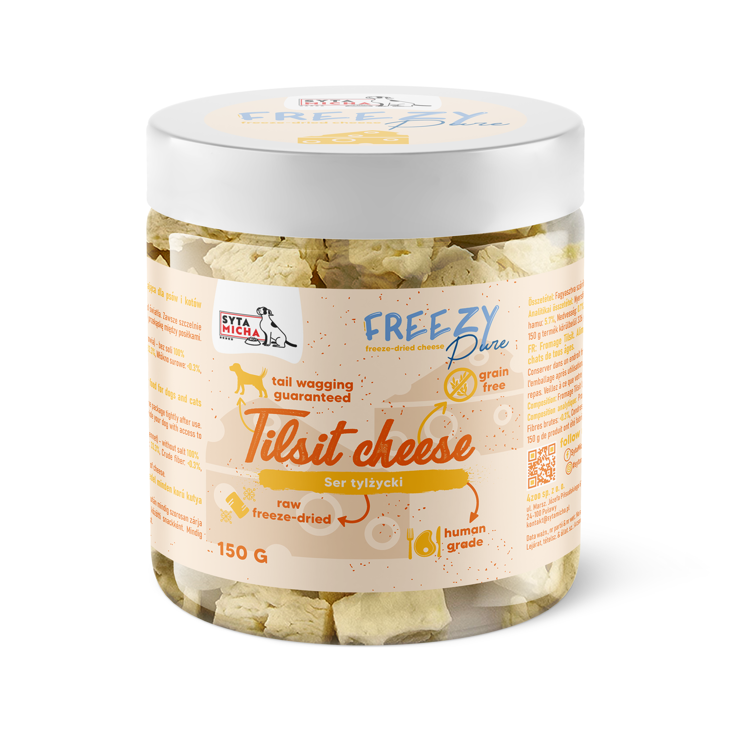 100% ліофілізований тильзитський сир для собак 150 г FREEZY Pure шматочками