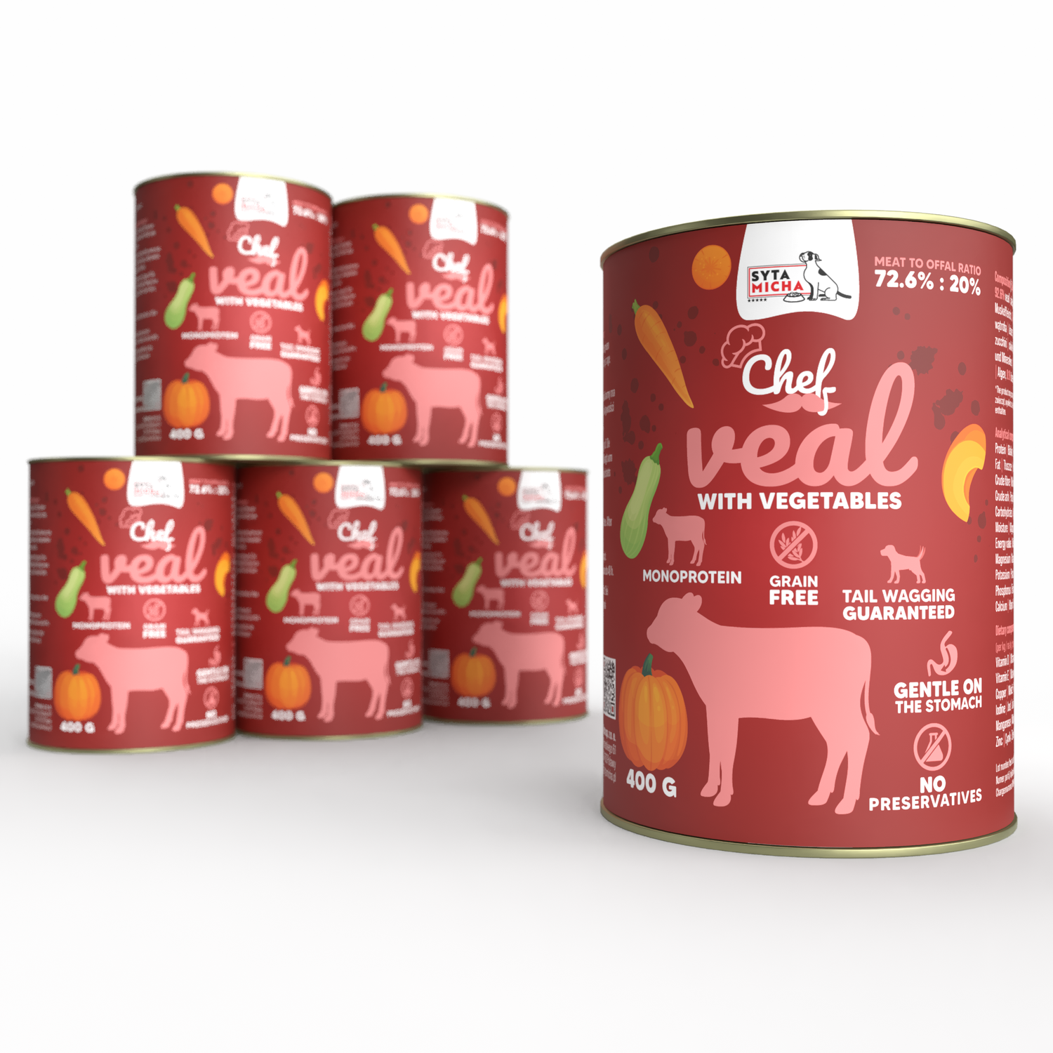 Вологий корм для собаки Телятина з овочами 400 г x6