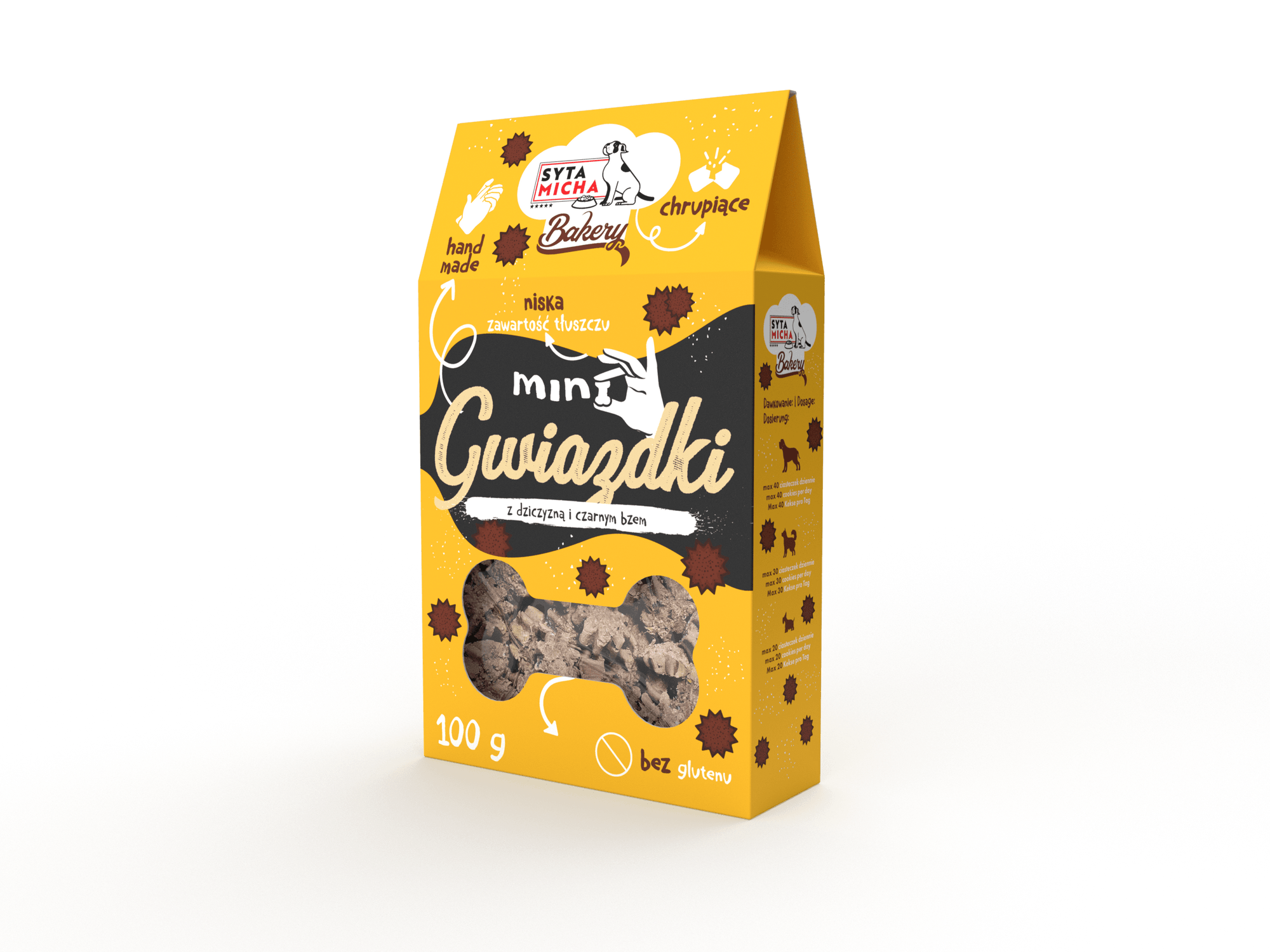 Ciastka dla psa Mini gwiazdki z dziczyzną i czarnym bzem 100g