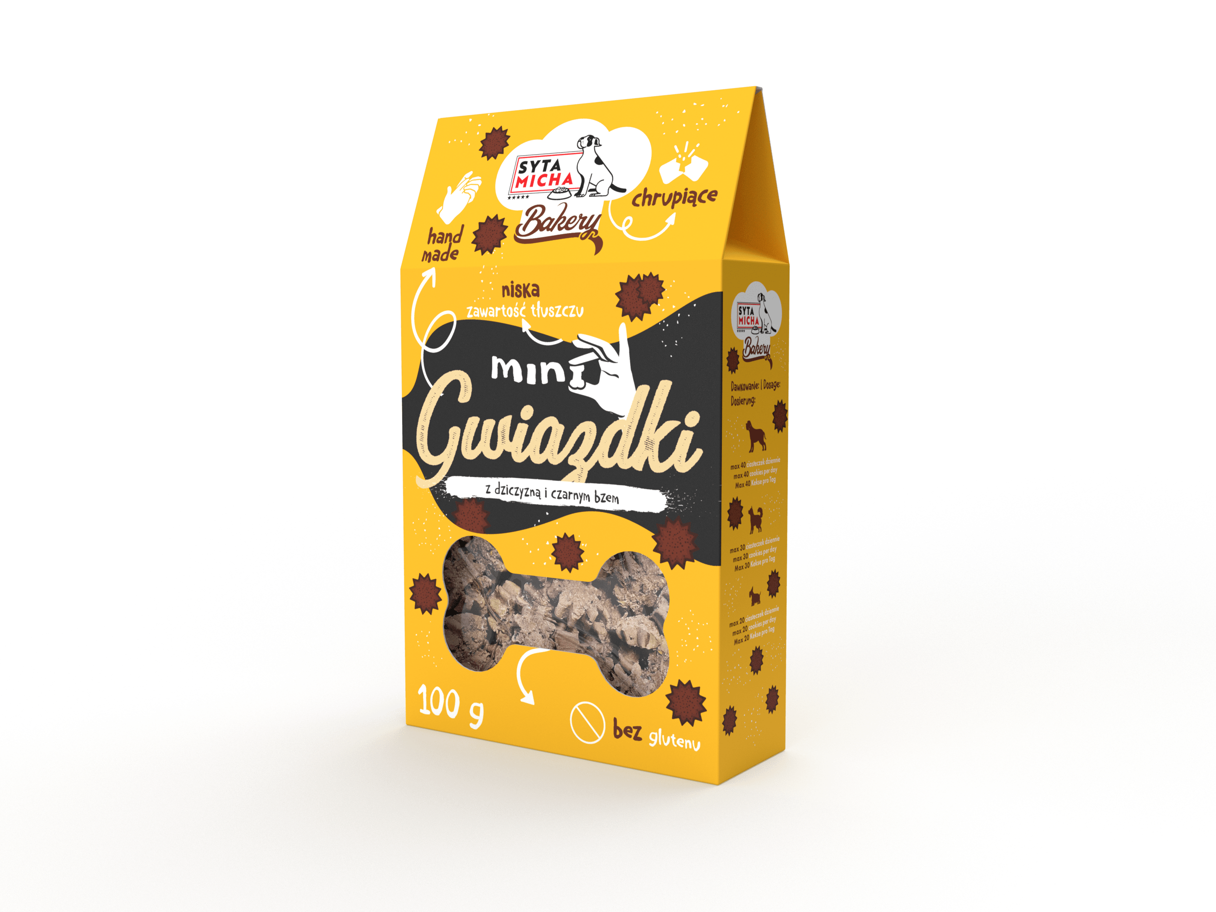 Ciastka dla psa Mini gwiazdki z dziczyzną i czarnym bzem 100g