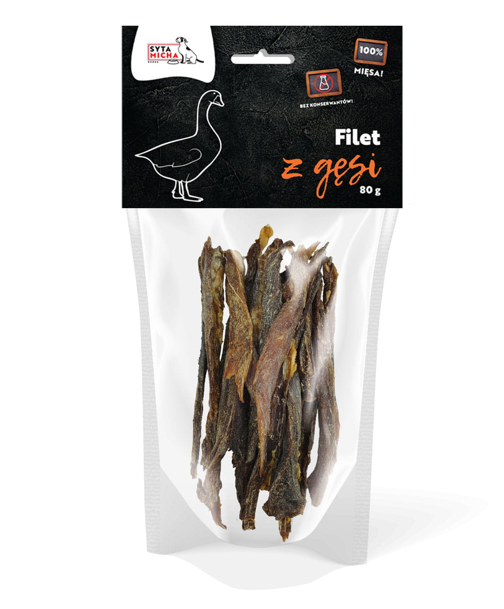 Suszone filety z gęsi dla psa 80g