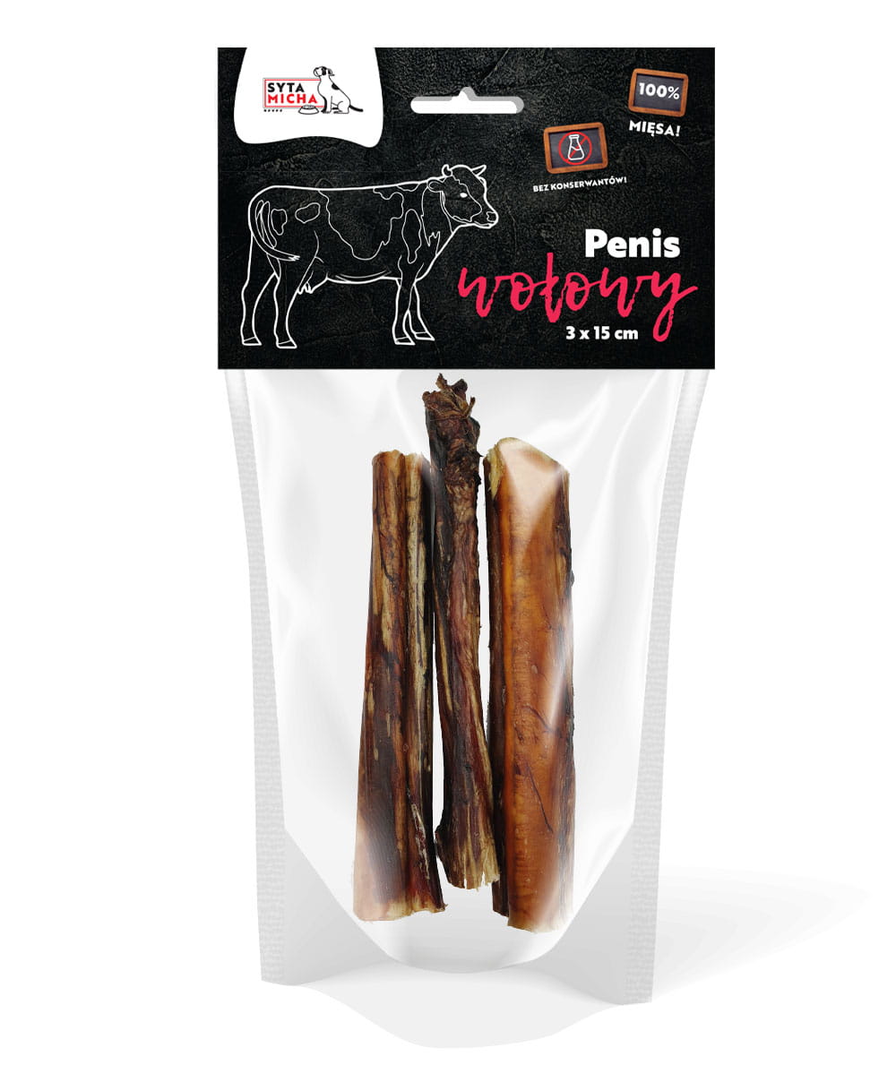 Suszone penisy wołowe dla psa 3x15cm