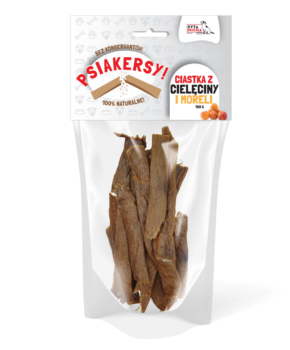 Psiakersy Cielęcina z morelą 100g
