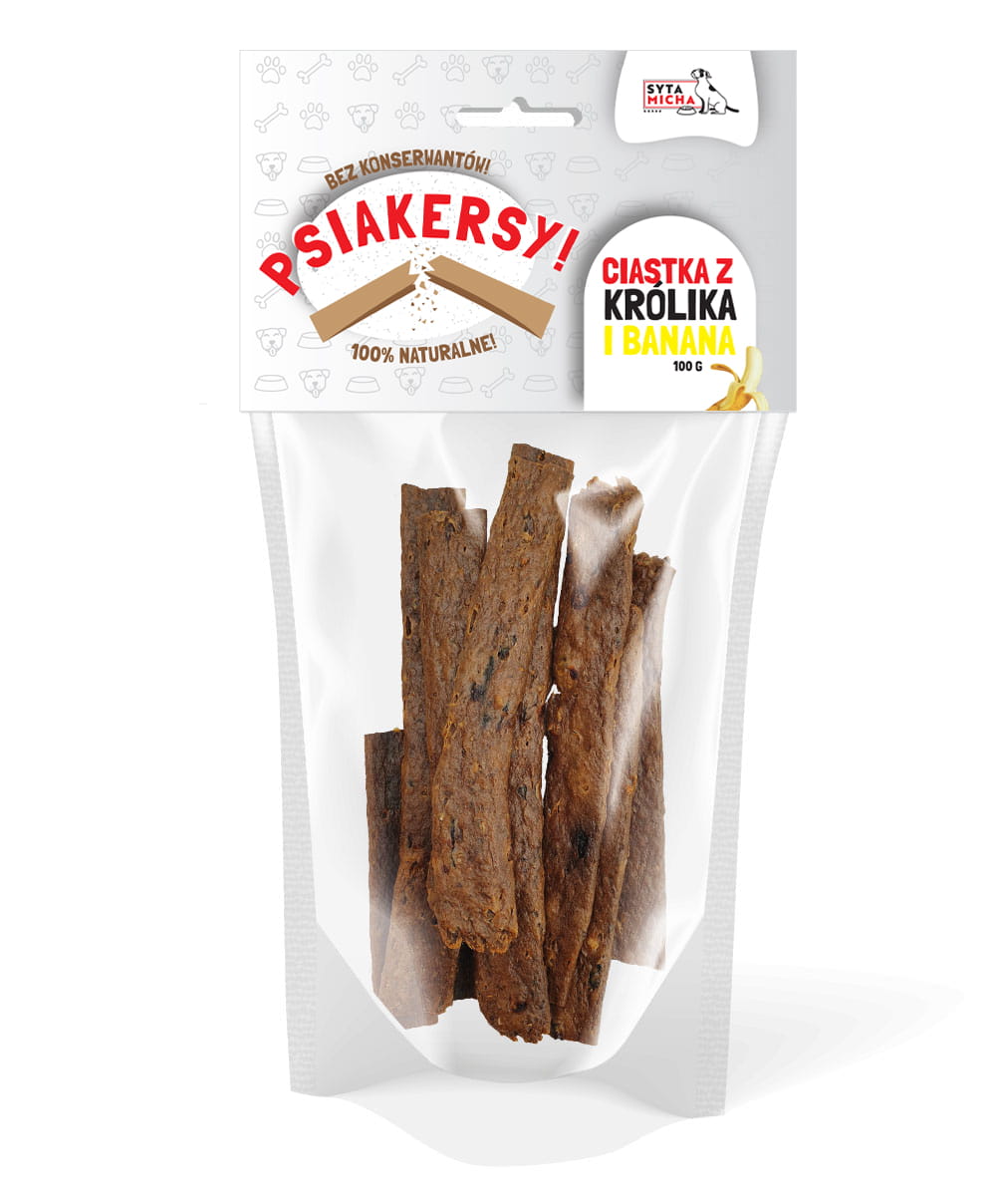 Psiakersy Królik con banana 100g