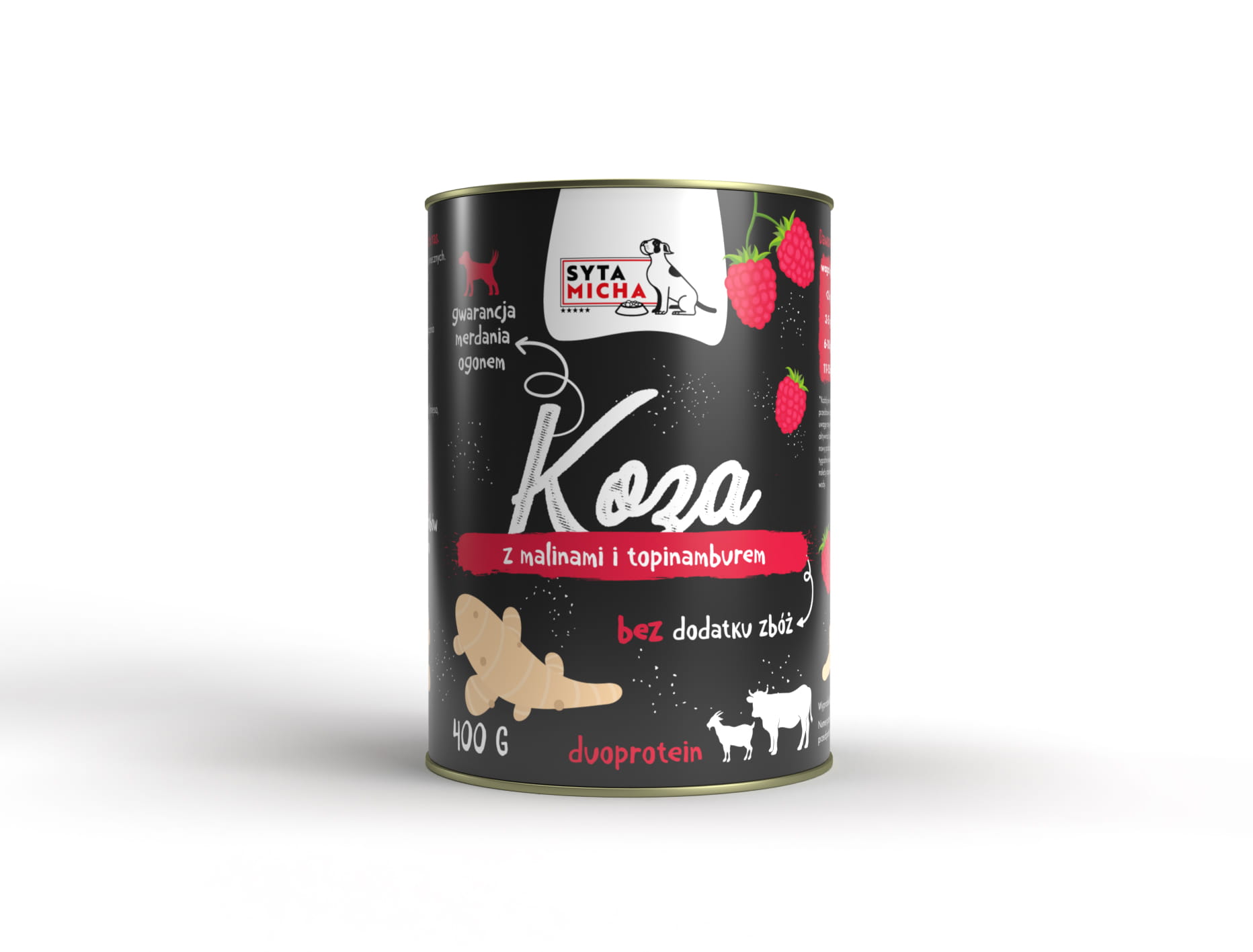 Karma mokra per cani capra con lamponi e topinambur 400g