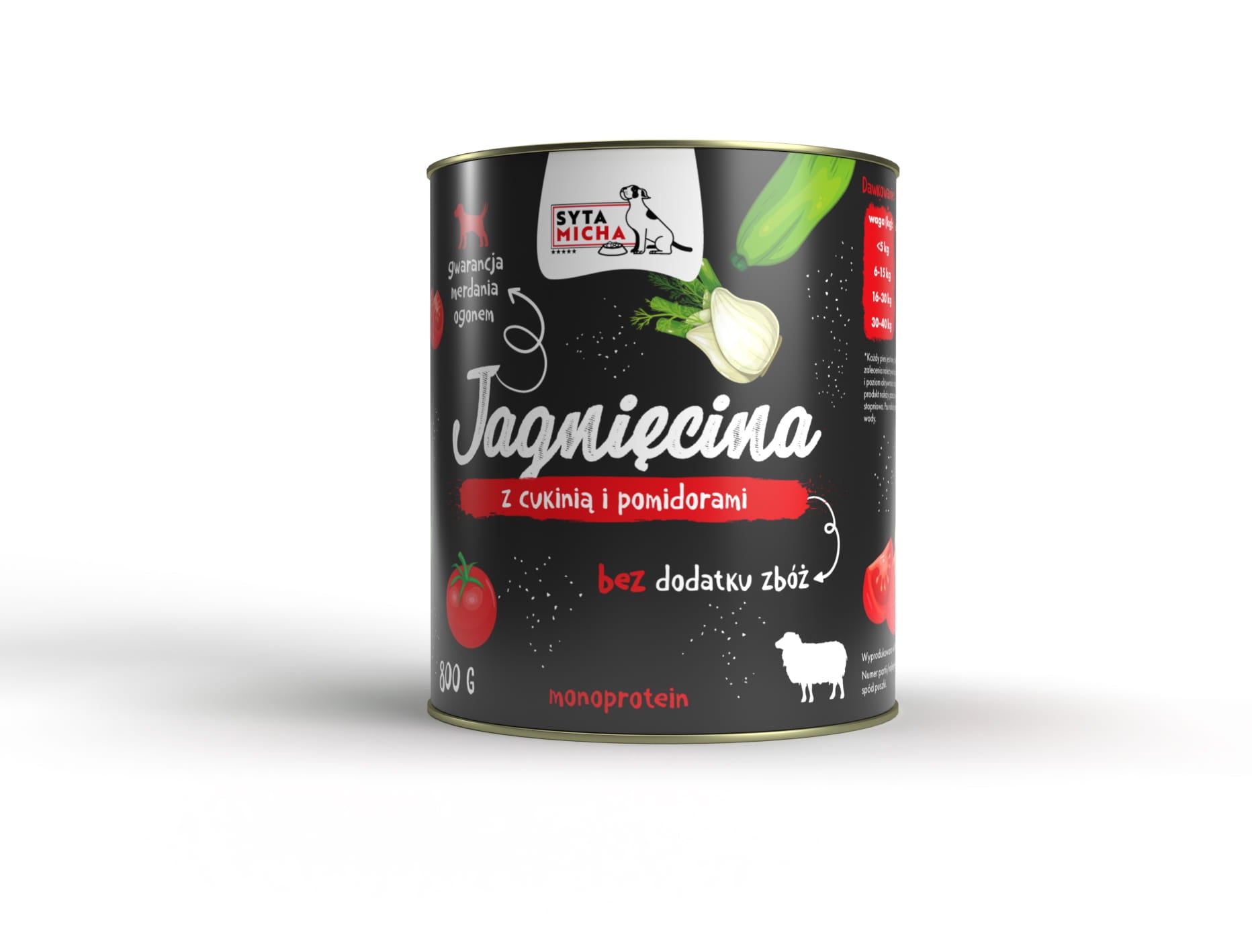 Karma mokra dla psa jagnięcina z cukinią i pomidorami  800g