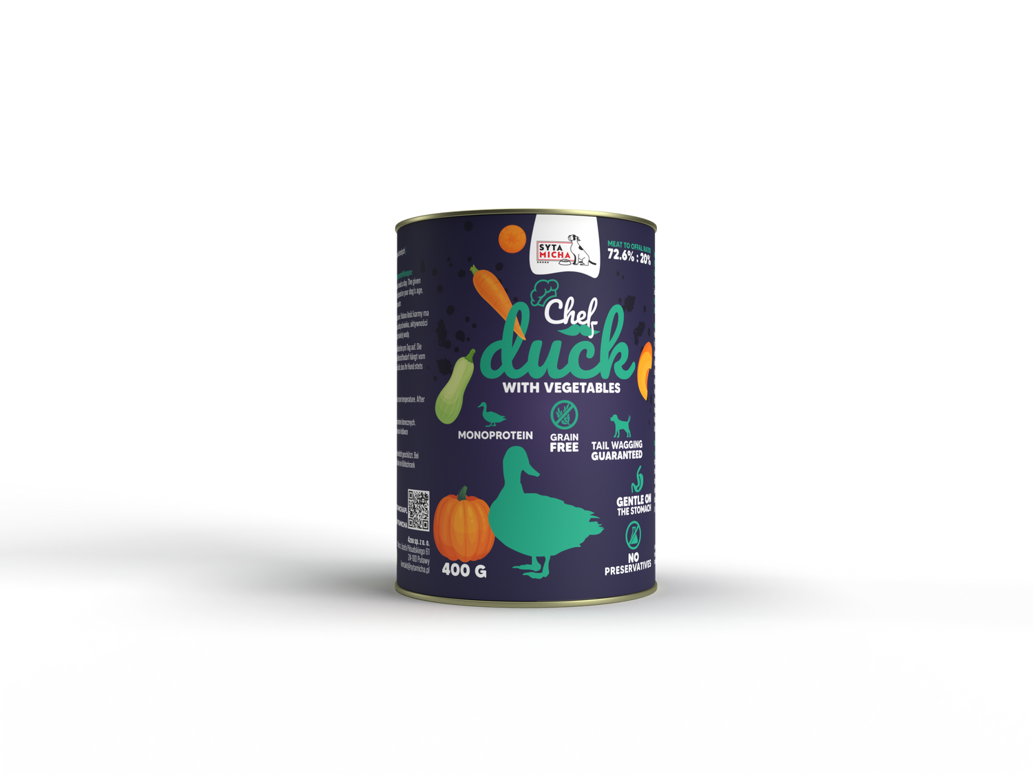 Mokra karma dla psa Kaczka z warzywami 400g