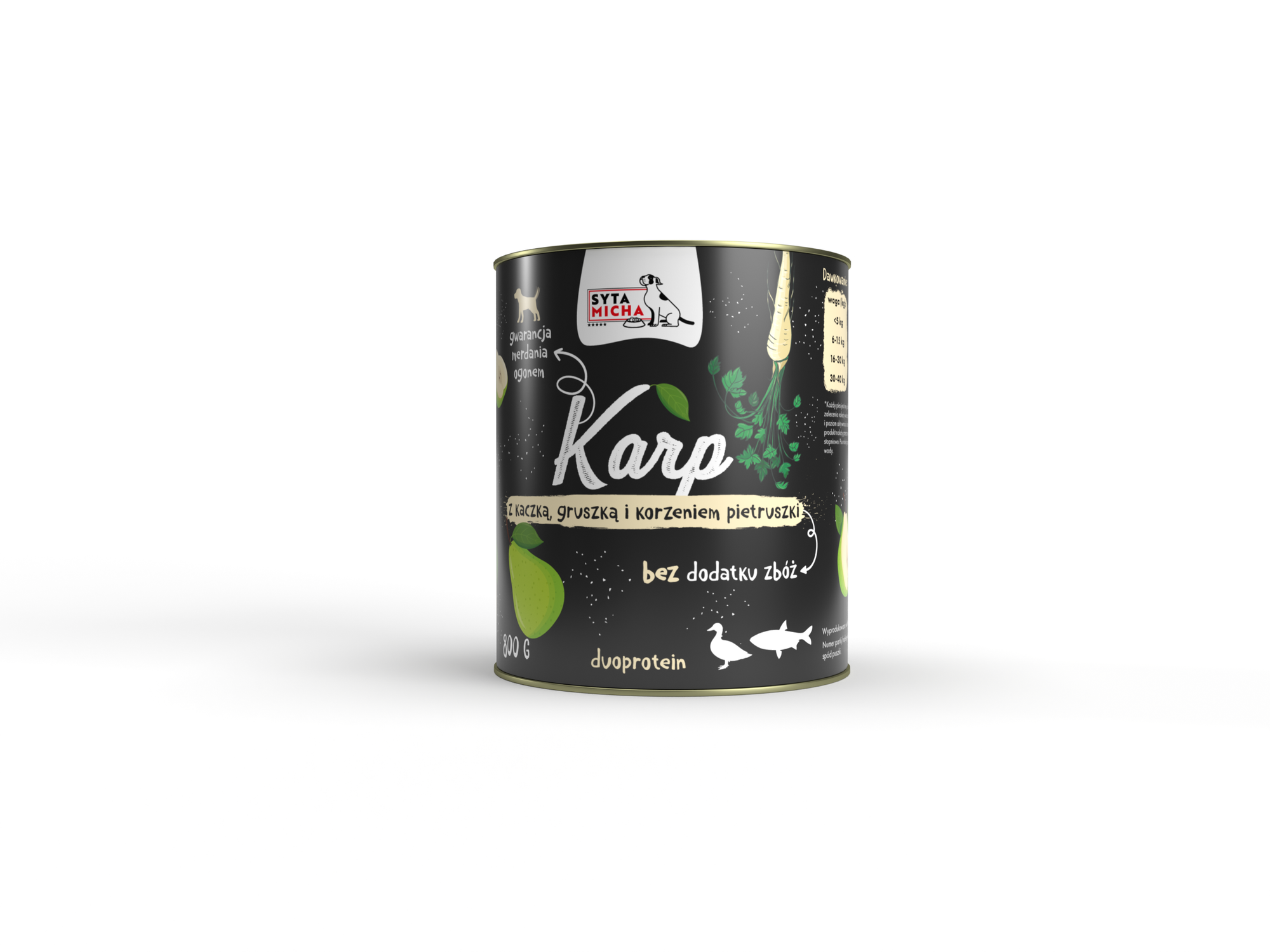 Karma mokra per cane Karp con anatra, pera e radice di prezzemolo 800g