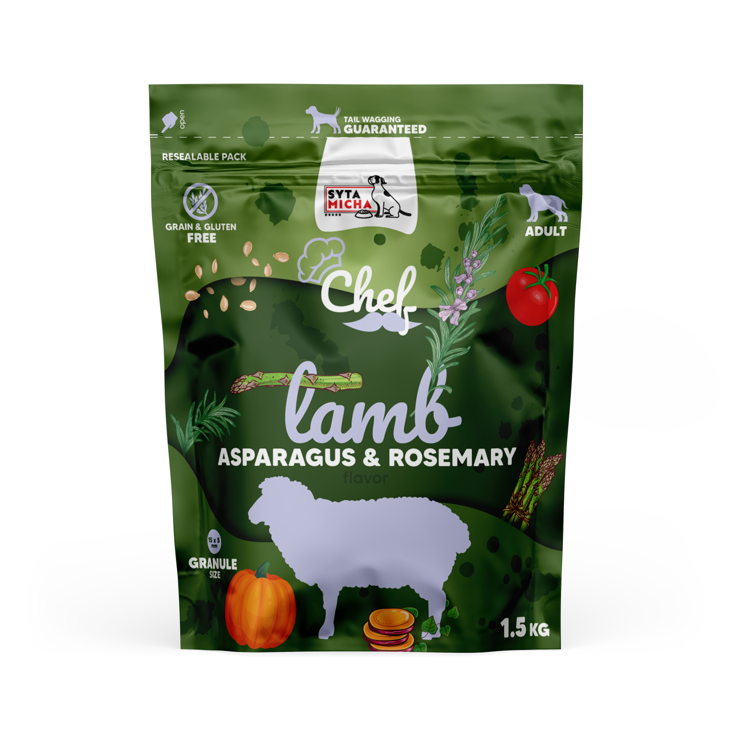 Cibo secco per cani Agnello, asparagi e rosmarino 1.5kg