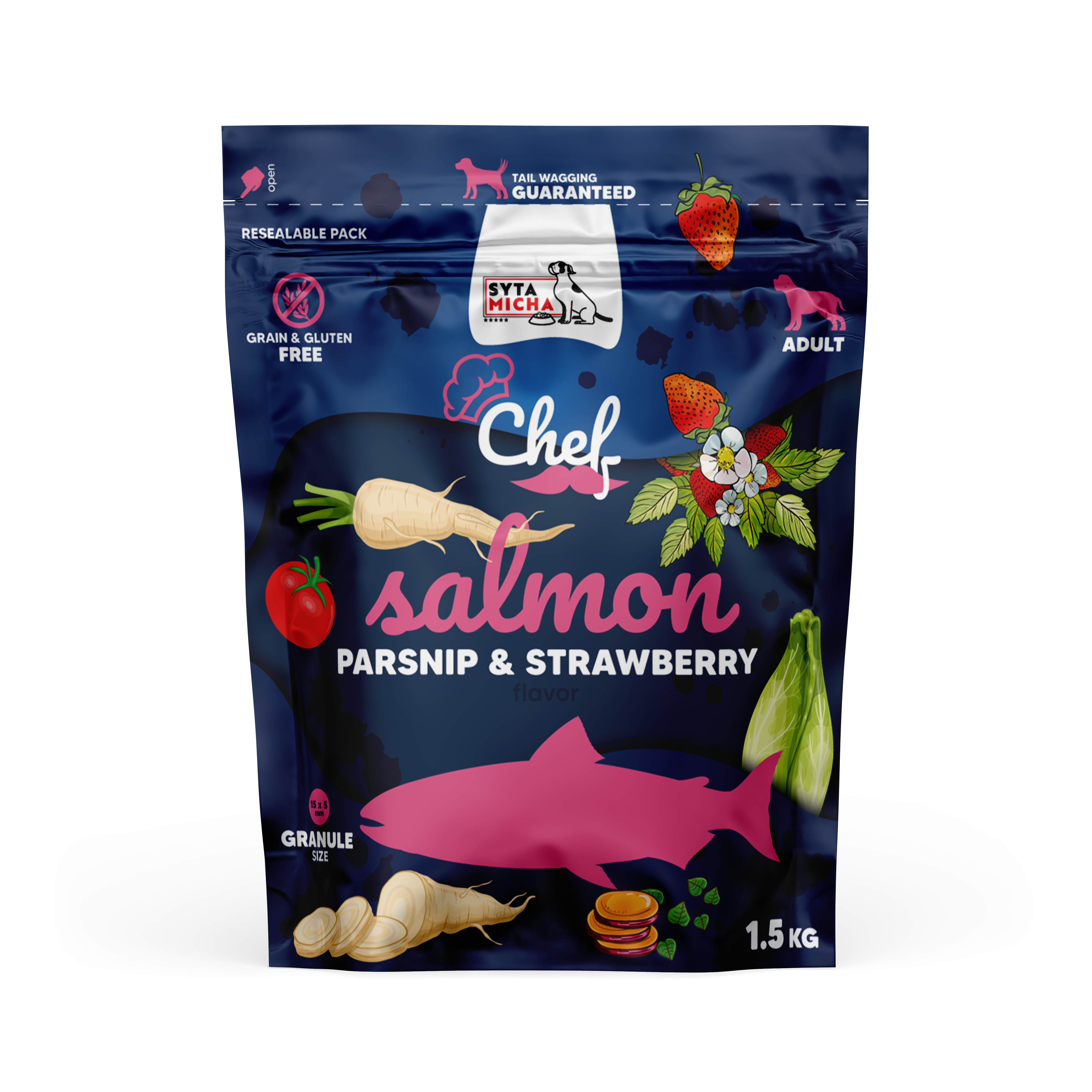 Cibo secco per cani Salmone, pastinaca e fragola 1.5kg