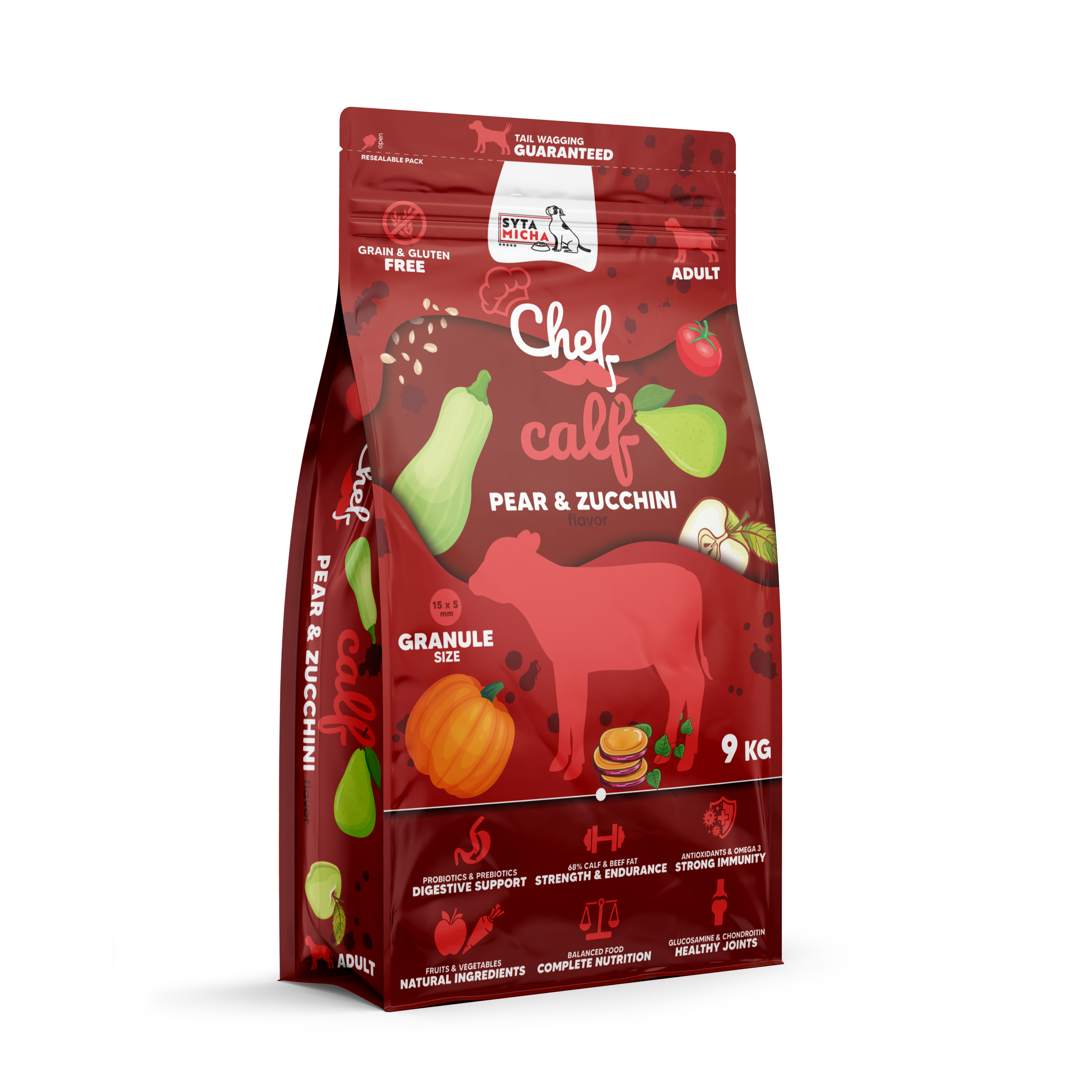 Cibo secco per cani Manzo, pera e zucchina 9kg