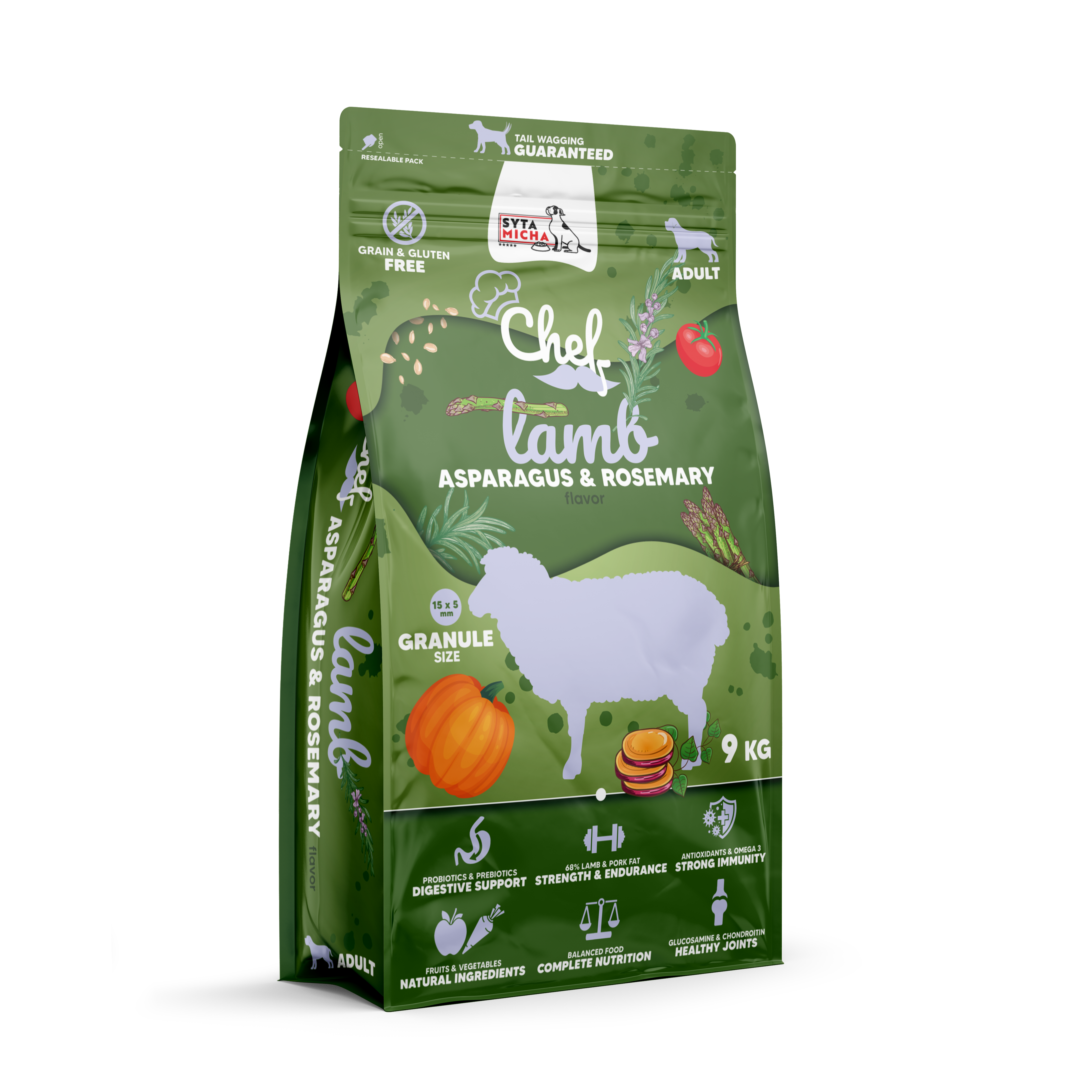 Cibo secco per cani Agnello, asparagi e rosmarino 9kg